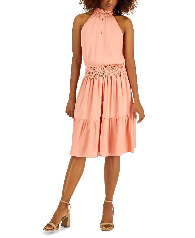 Act Fast Women's Smocked-Waist Halter-Style Sleeveless Dress
