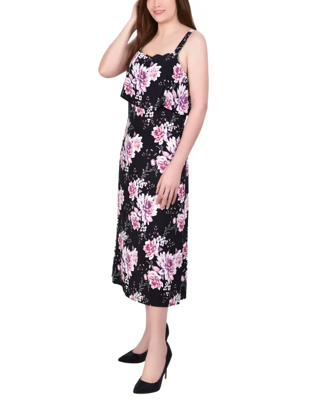 TIME-Limited Offer Women's Wide Strap with Bodice Overlay Sundress